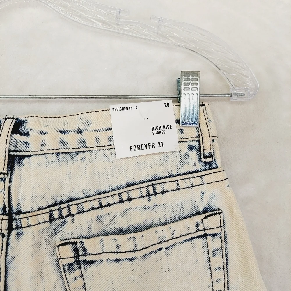 Forever 21 White & Blue A-Line Jean Shorts With Pockets 592 - Picture 4 of 9